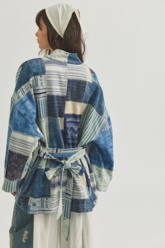 Free People Evie Kimono in Indigo Patchwork