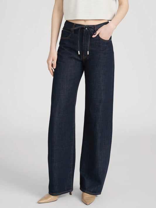 Frame Off Duty Drawstring Bow Jean in Rinse