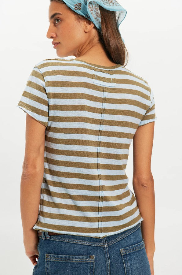 Free People Nora Tee in Green Combo