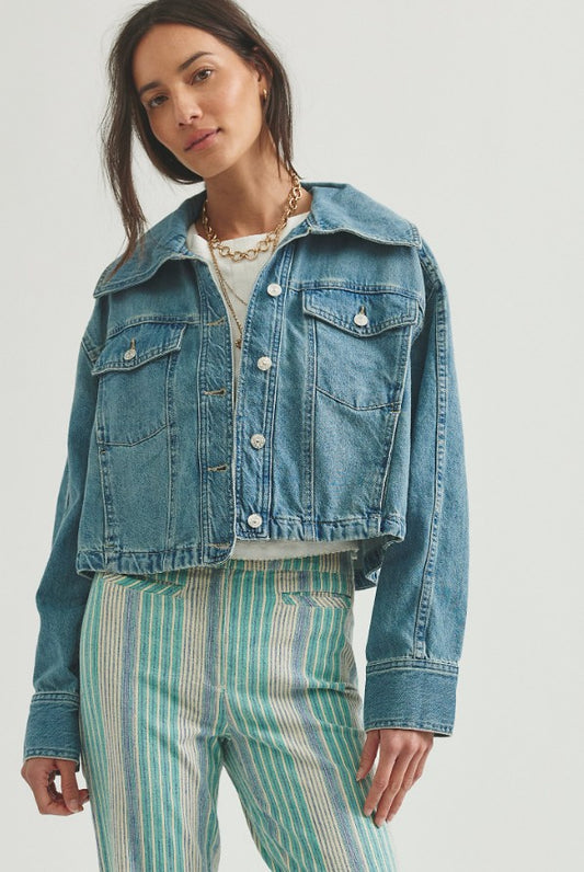 Free People Side To Side Jacket in River Wash