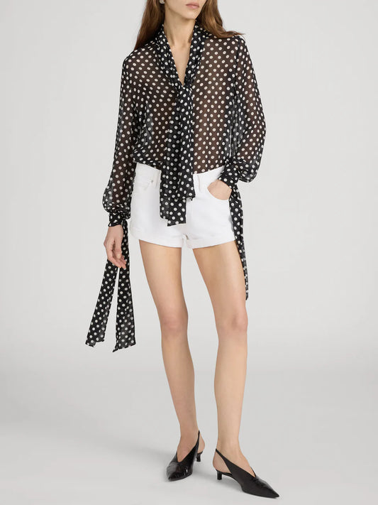 Frame Nouvelle Polka Dot Blouse in Black Multi