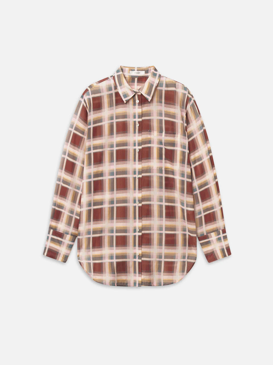 Frame Plaid Boy Shirt in Silver Peony