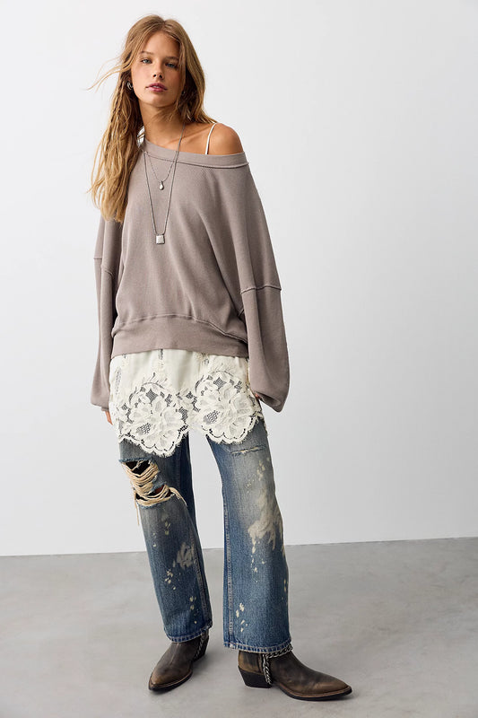 Free People Skyline Tee in Petrified Wood