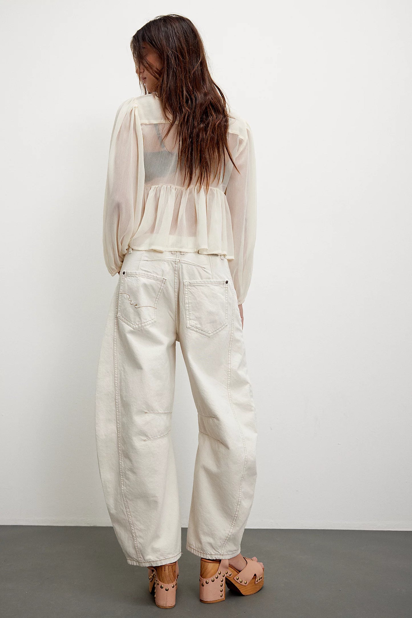 Free People Good Luck Barrel Jean Milk