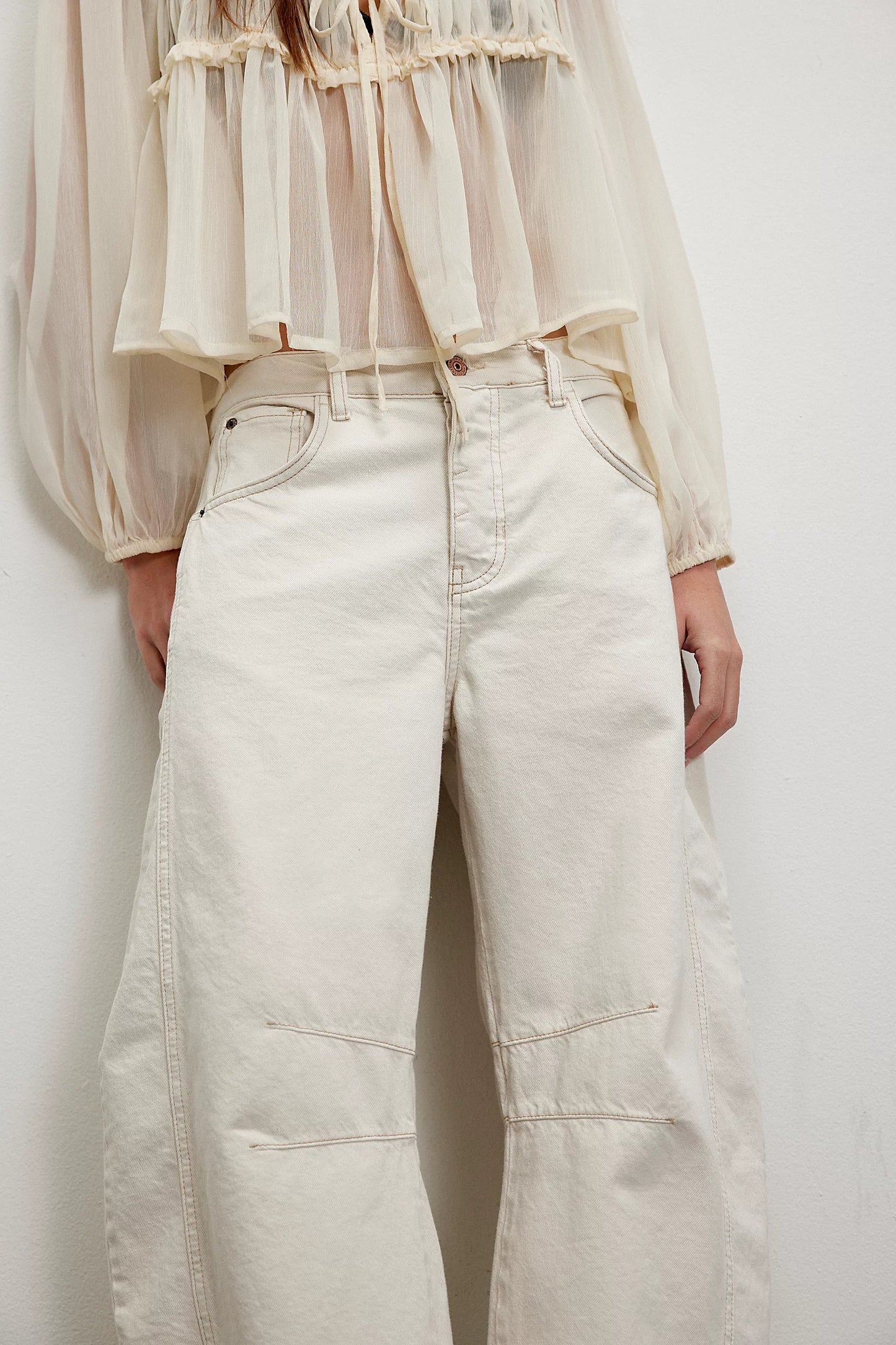 Free People Good Luck Barrel Jean Milk