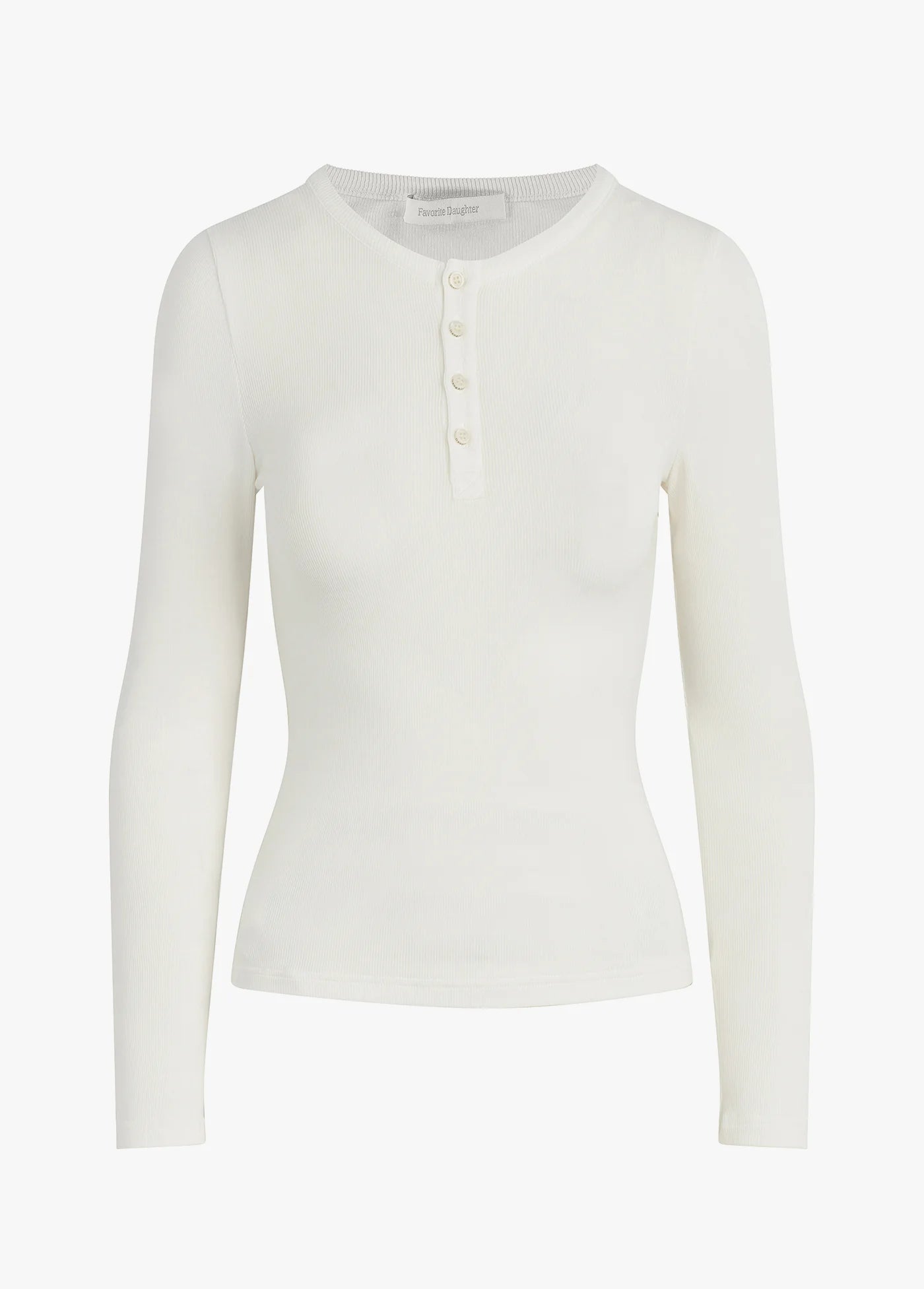 Favorite Daughter Henley Ribbed L/S in White