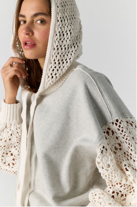 Free People Laced in Hoodie in Heather Grey