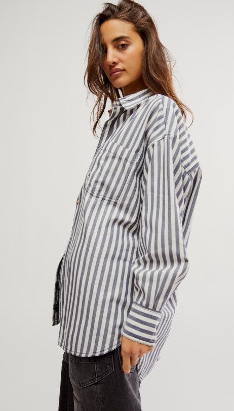 Free People Freddie Shirt Y/D Navy