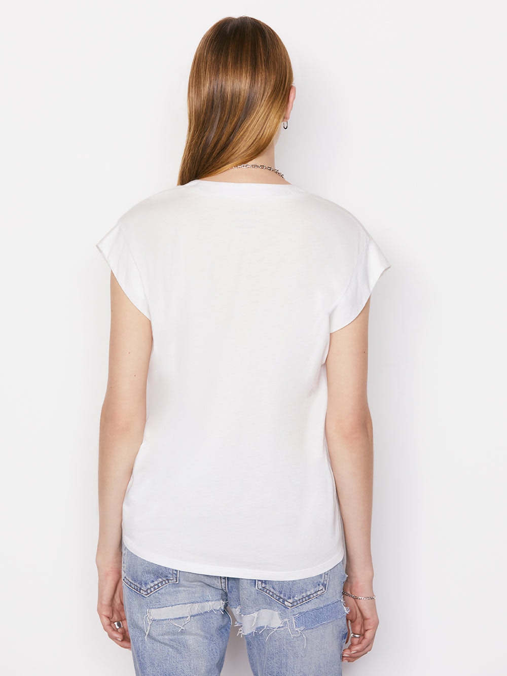 Frame Le Mid Rise V Neck Tee