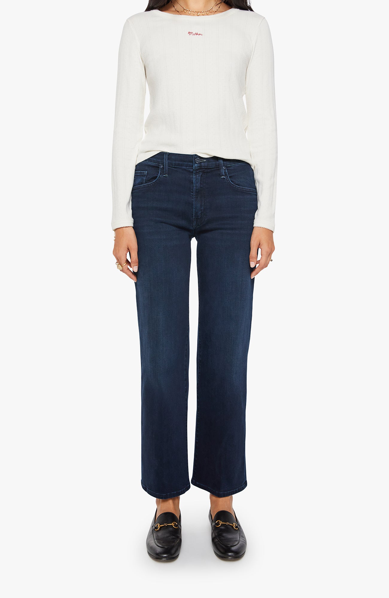 Mother Mid Rise Rambler Zip Ankle in Chip on My Shoulder
