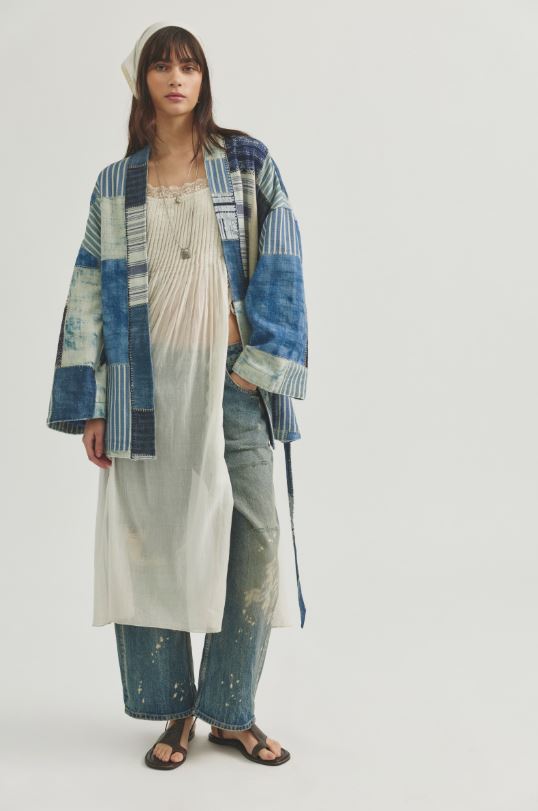 Free People Evie Kimono in Indigo Patchwork