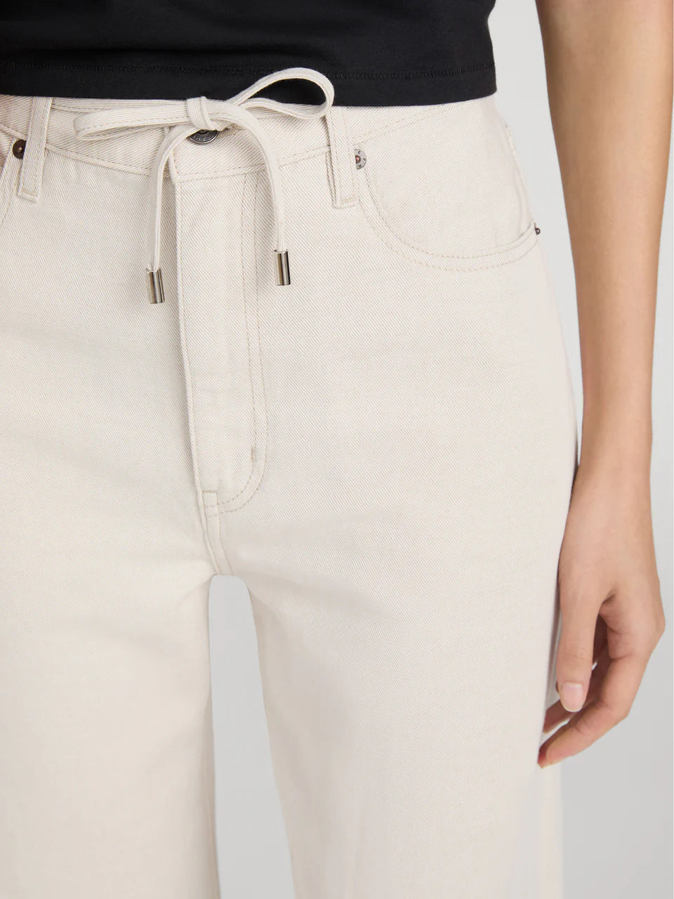 Frame Off Duty Drawstring Bow in Natural Ecru