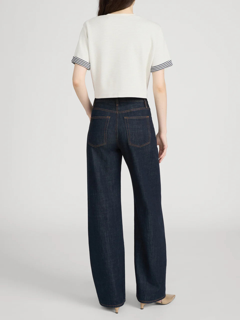 Frame Off Duty Drawstring Bow Jean in Rinse