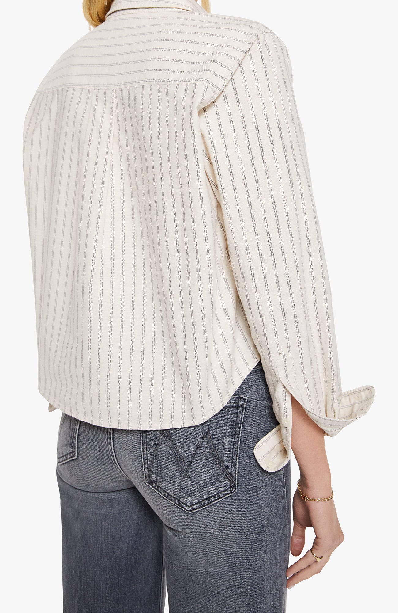 Mother The Cropped Bestie in Cream/Black