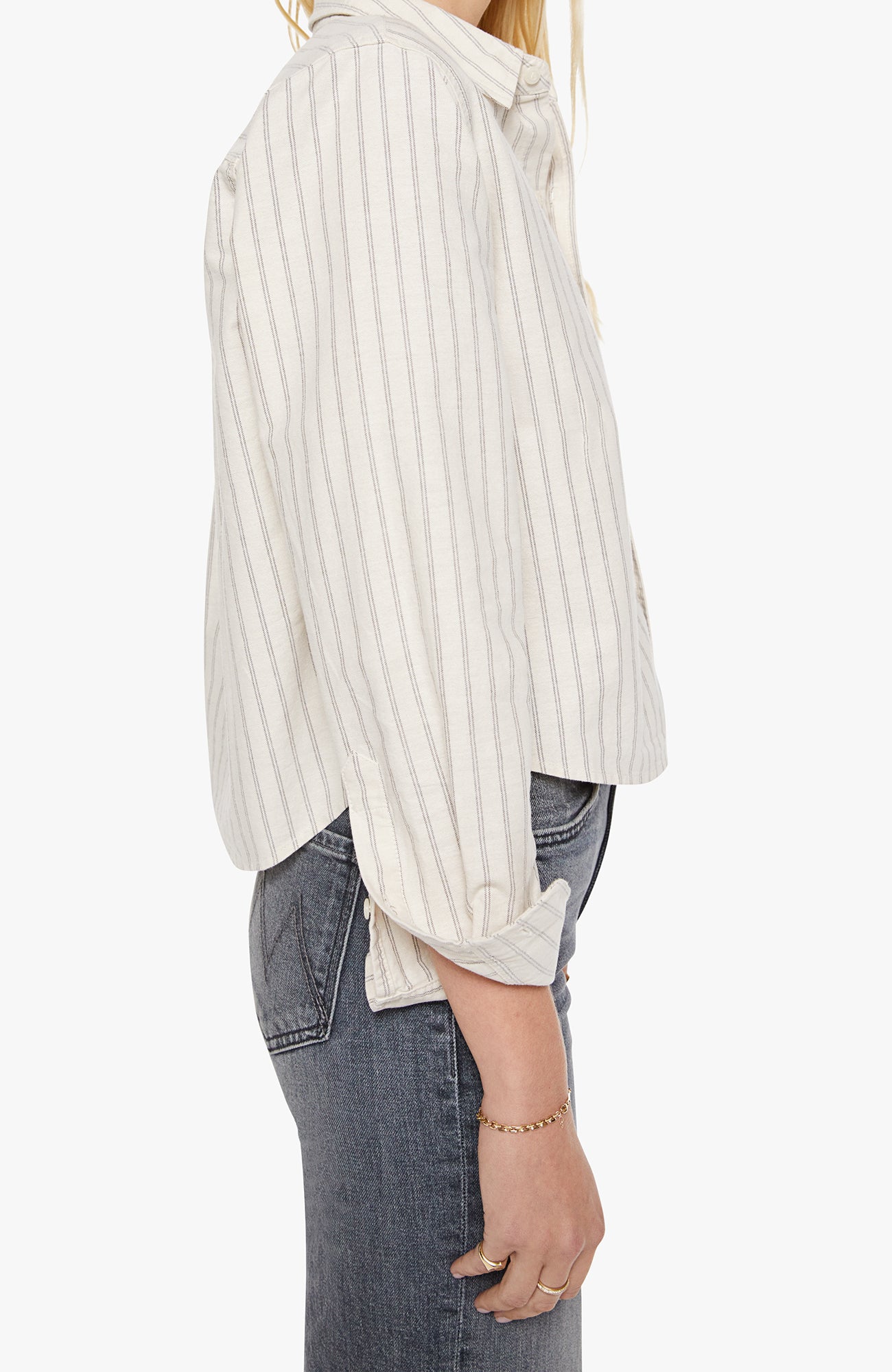 Mother The Cropped Bestie in Cream/Black