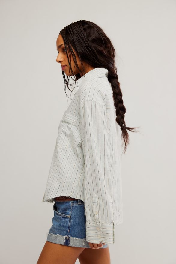 Free People Striped Linen Laurel in Ivory Combo