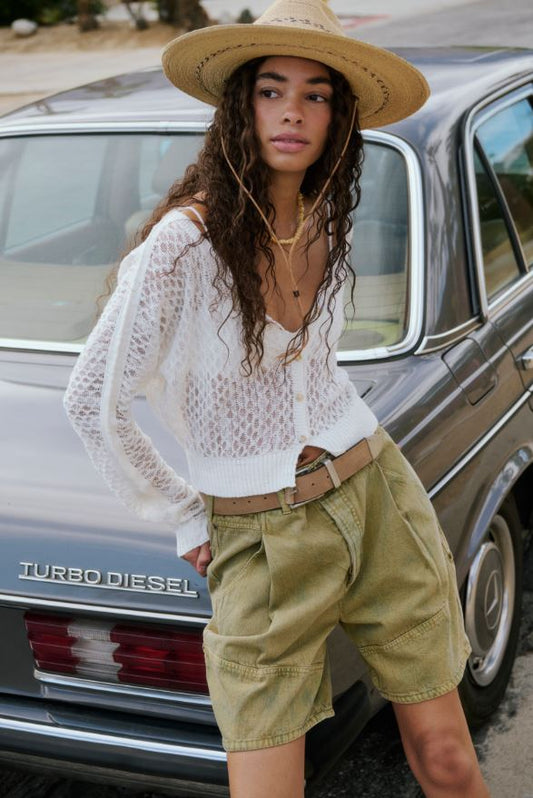 Free People Maris Fine Gauge Cardi in Clean Ivory