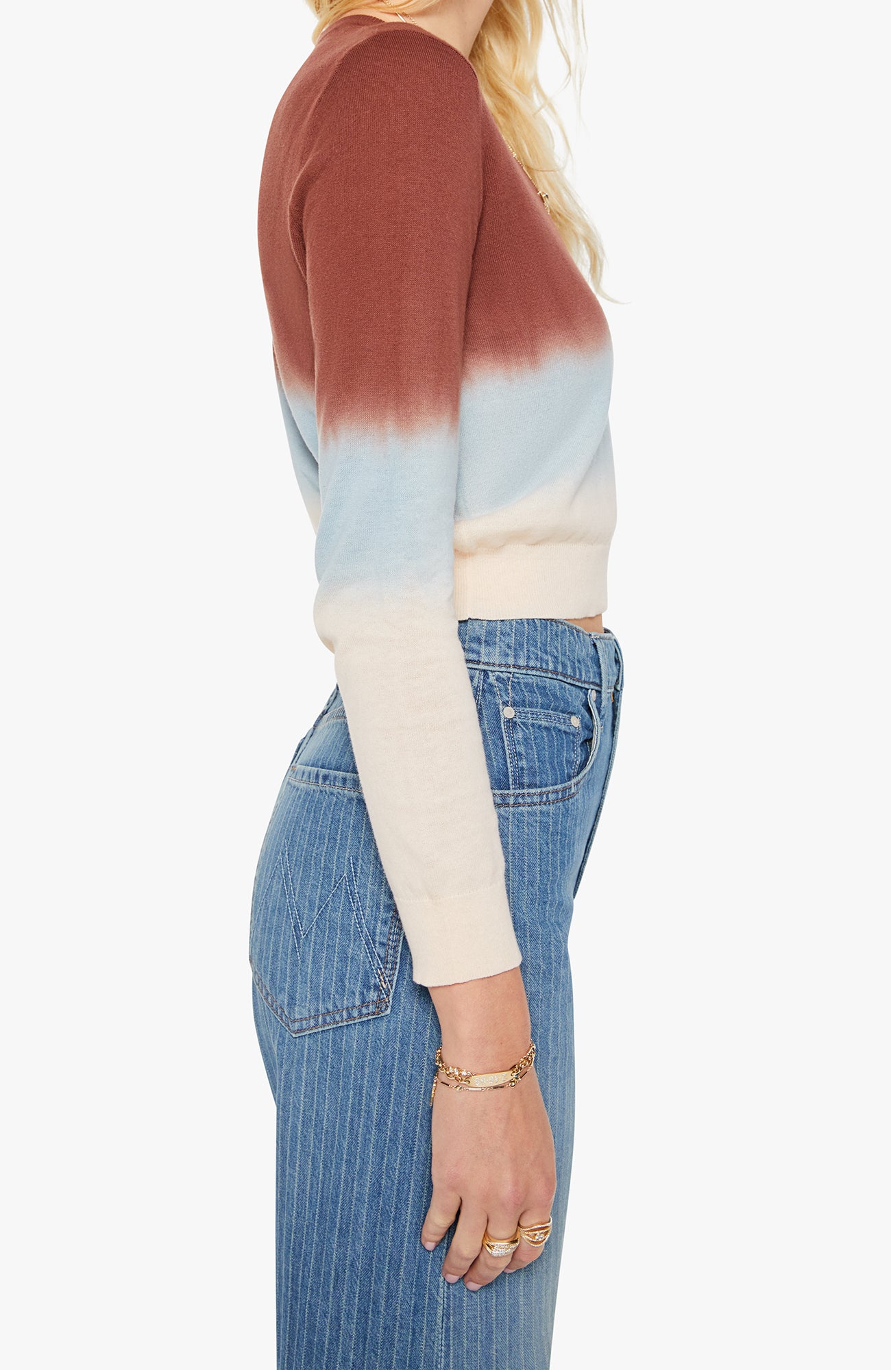 Mother Crew Neck Jumper in Brown Ivory Blue