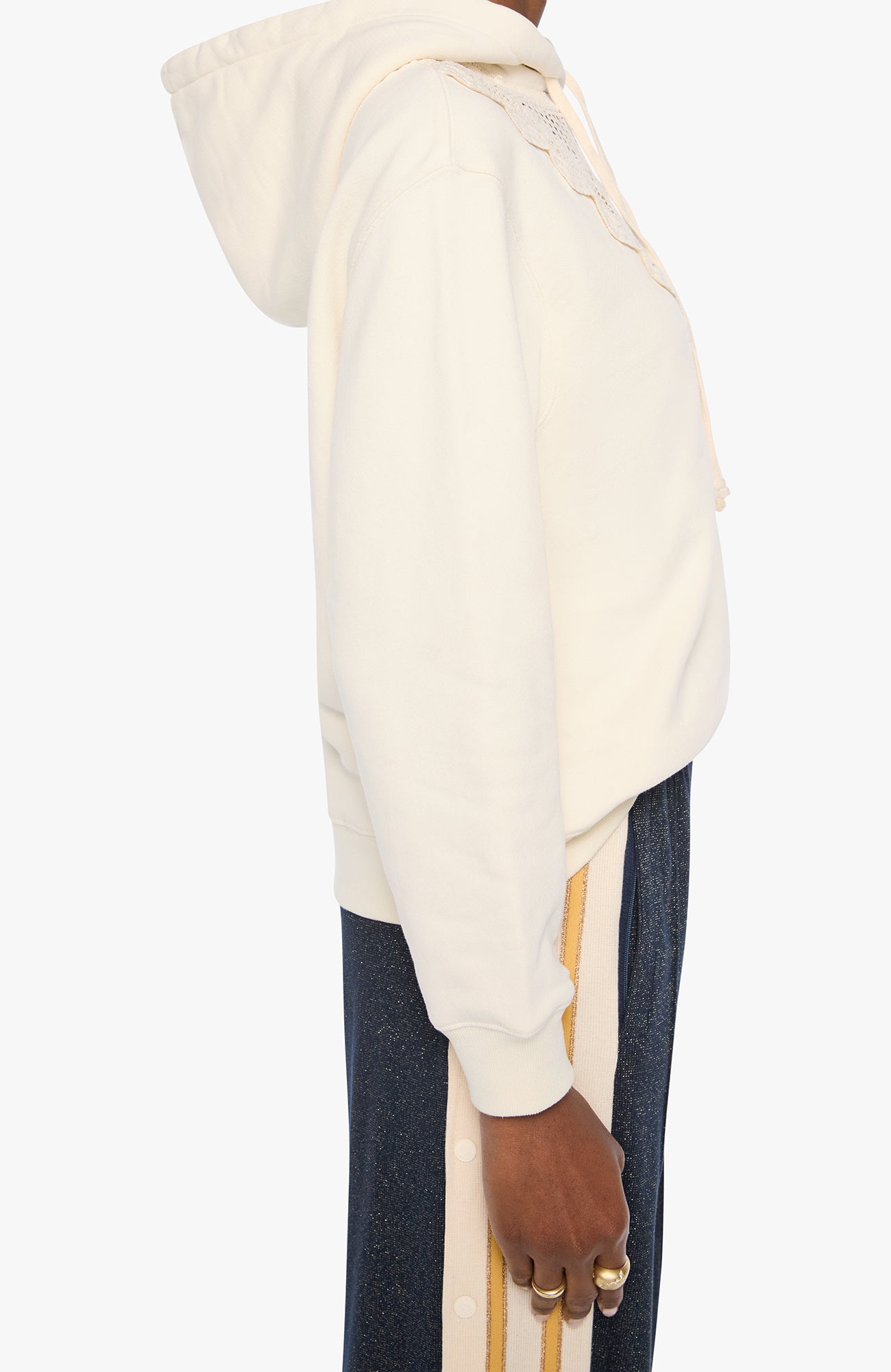 Mother The Accent Square Hoodie in Antique White