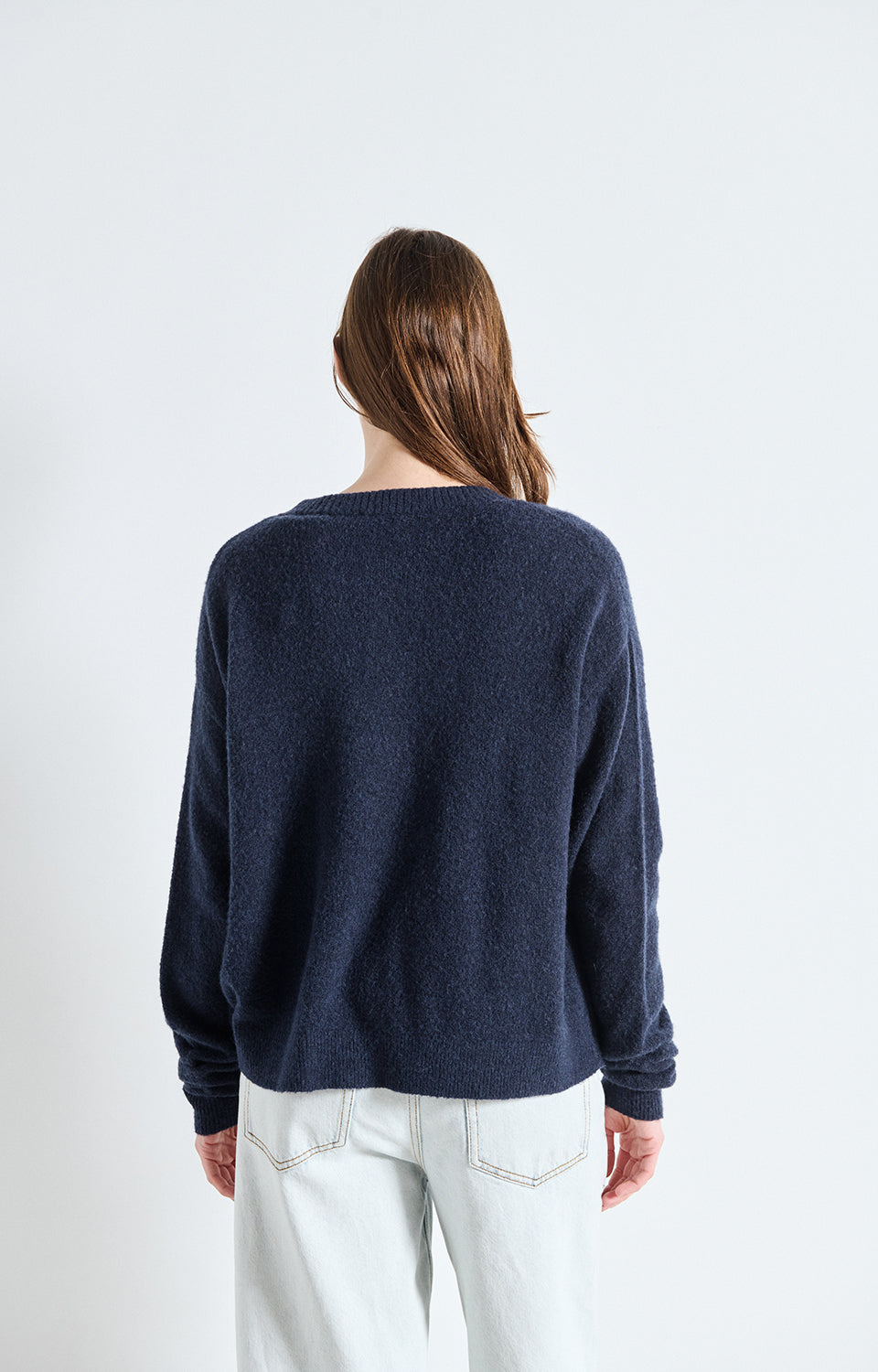 American Vintage Cardigan in Navy Black Melange