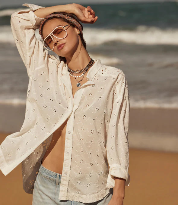Free People Mae Eyelet Shirt