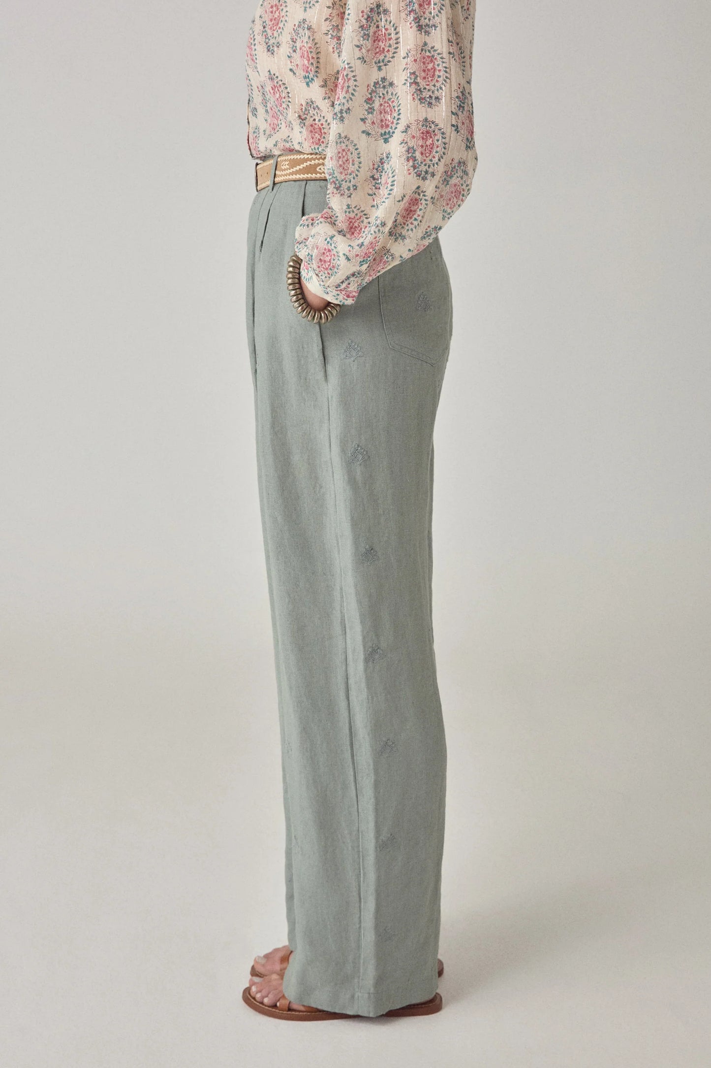 Maison Hotel Linen Twist Pant in Maiden