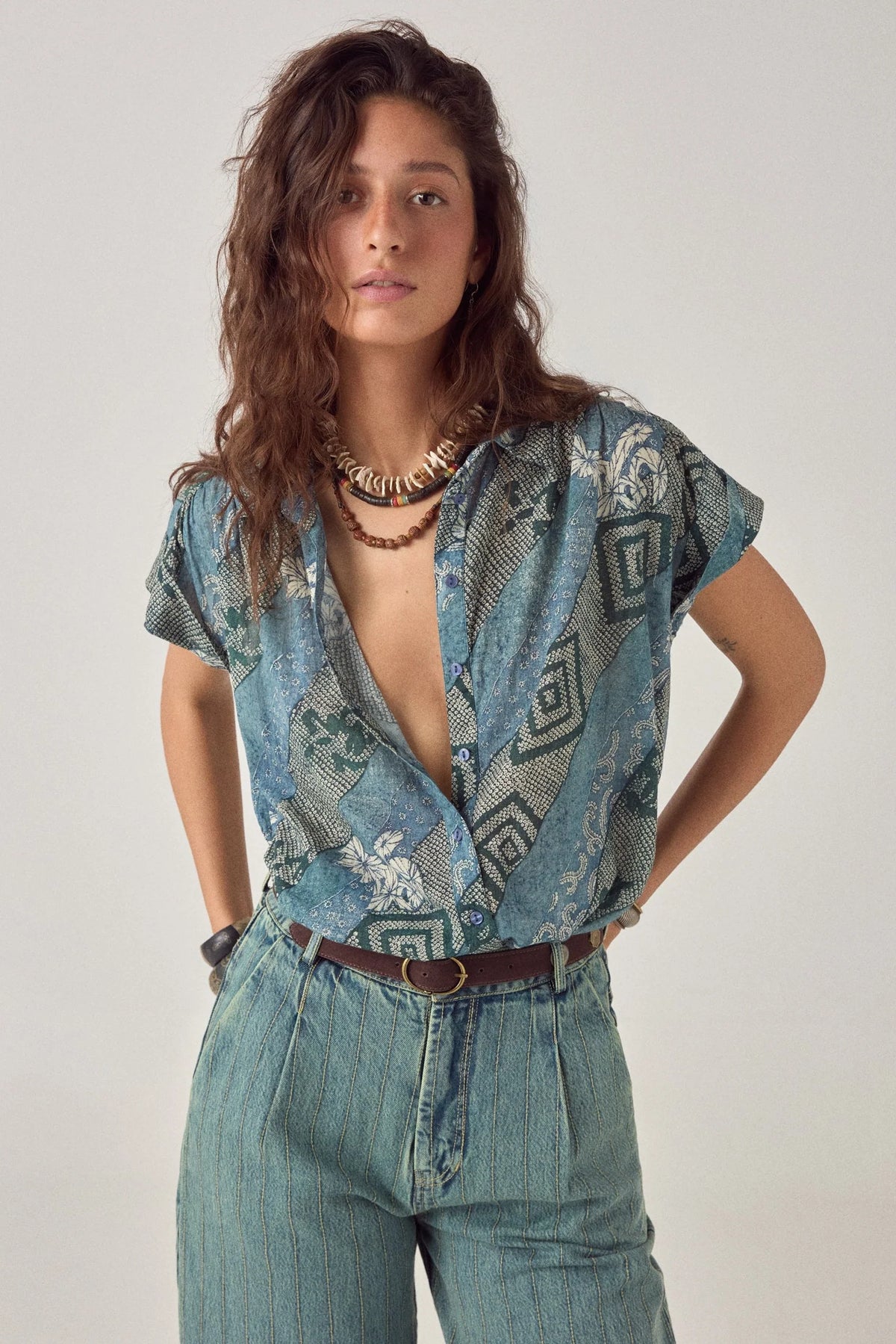 Maison Hotel Ayako Shirt in Indigo Bloom