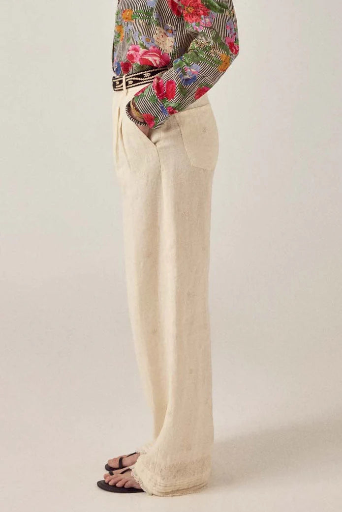 Maison Hotel Linen Solstice Pant in Ivory