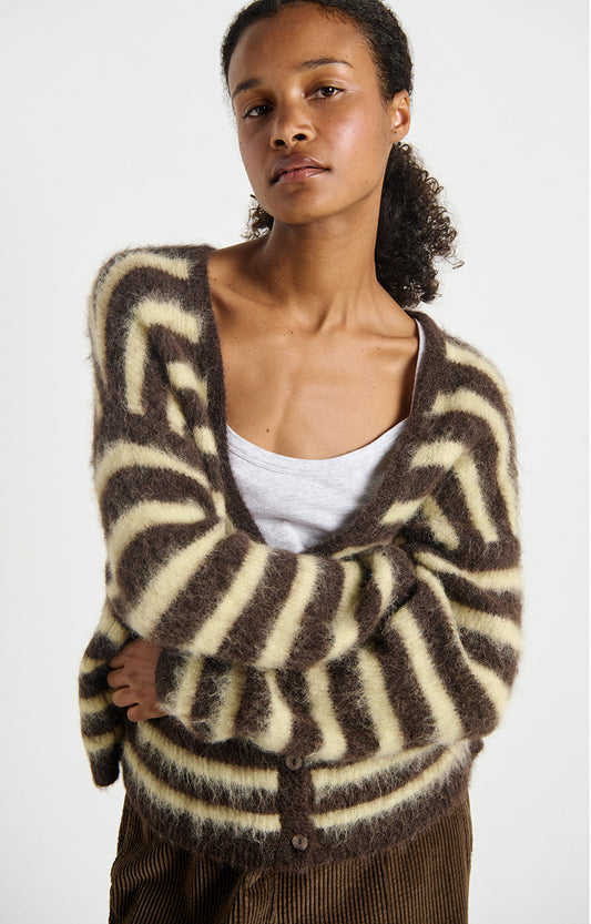 American Vintage Cardigan in Root Striped Soy