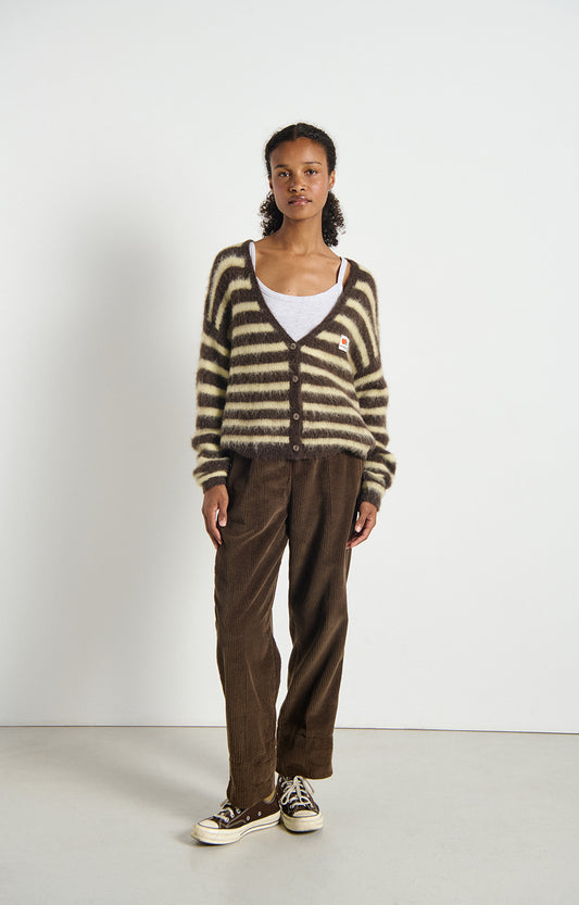American Vintage Cardigan in Root Striped Soy