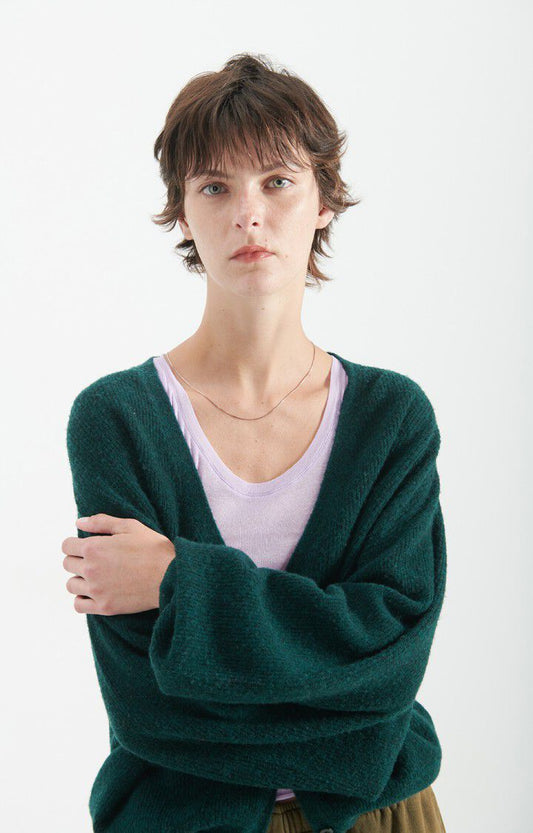 American Vintage Cardigan in Cypress Black Melange