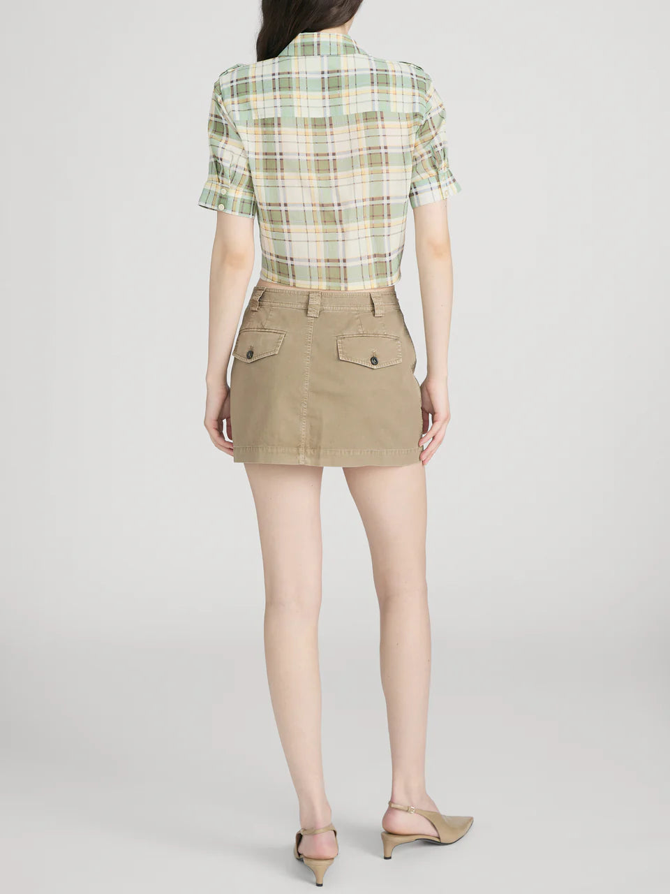 Frame Plaid Utility Shirt in Jade Green
