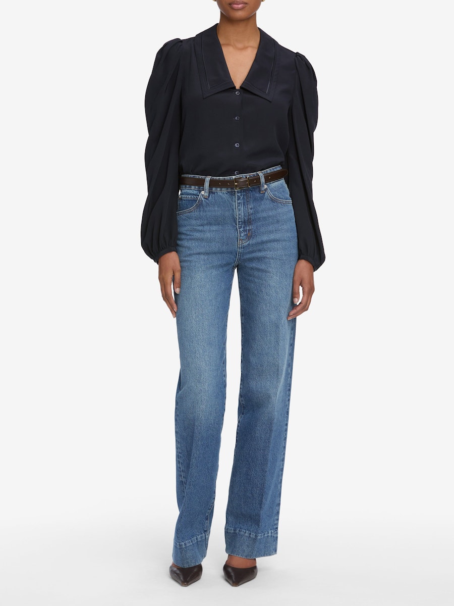 Frame Long Sleeve Sailor Blouse Navy