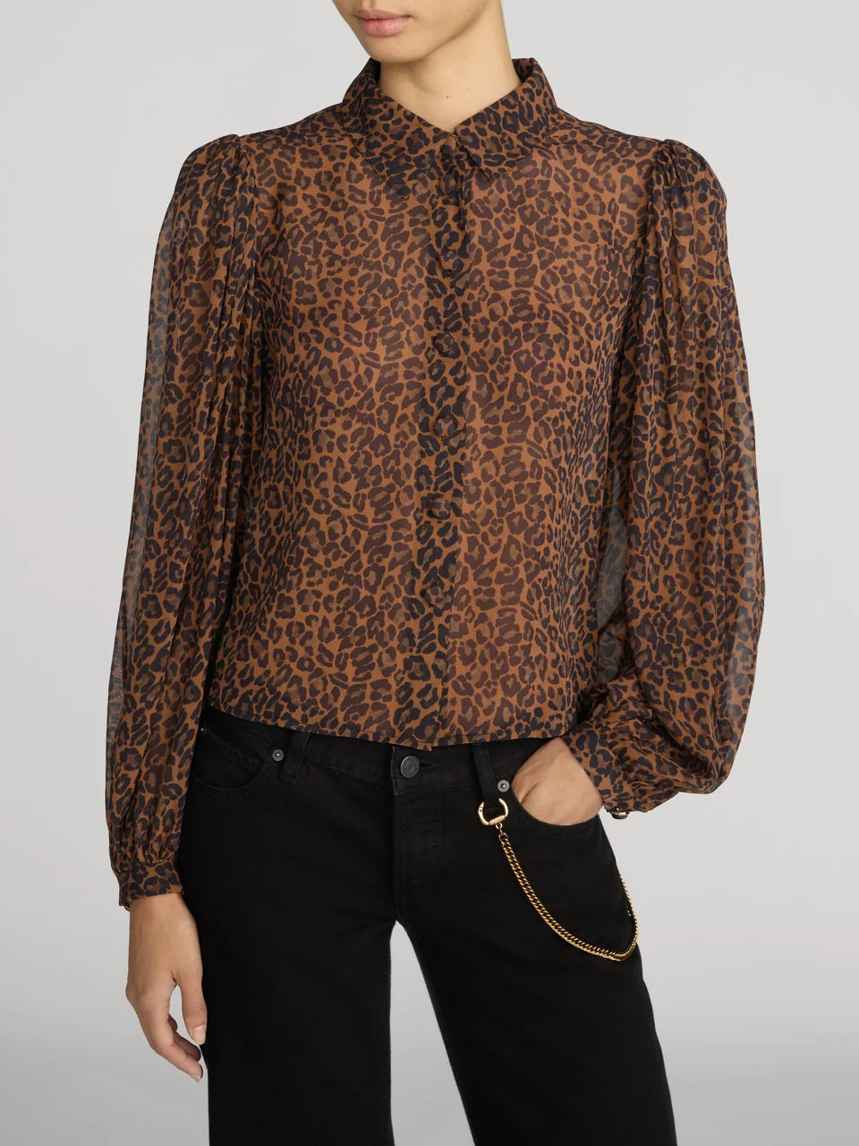 Frame Silk Prairie Shirt in Light Leopard