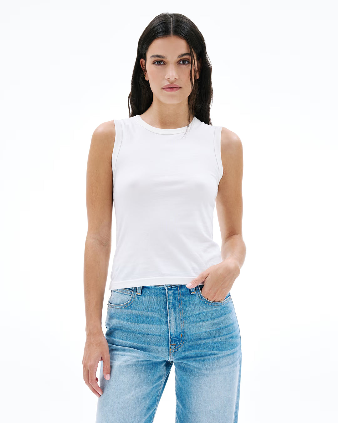 SLVRLAKE Crew Tank in Nature White