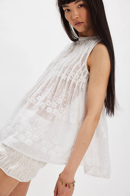 Free People Moon Magic Mesh Tunic in Clean Ivory