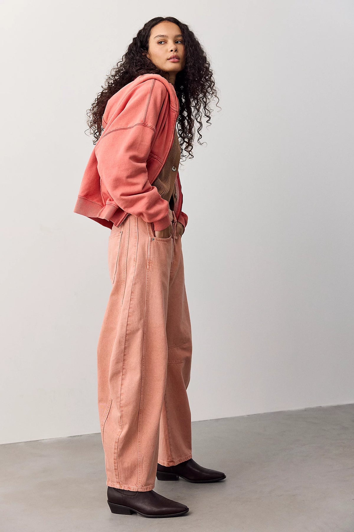 Free People Good Luck Mid Rise Barrel in Desert Petal