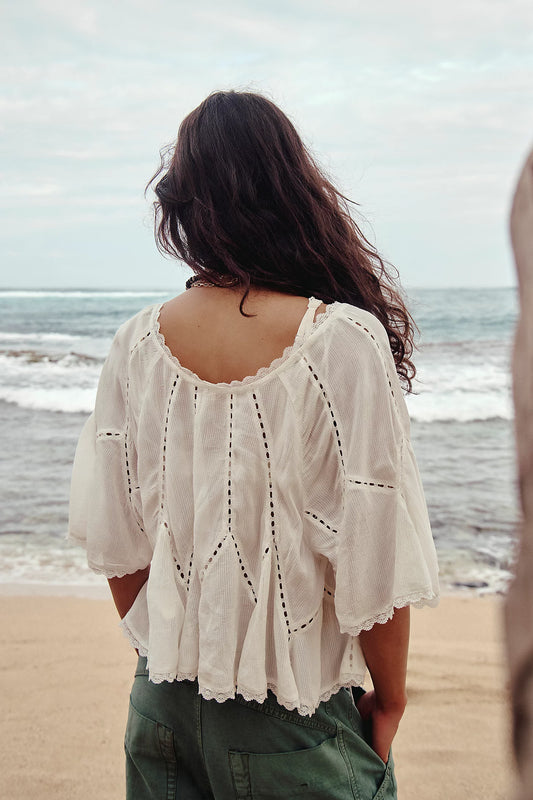 Free People Michelle Blouse in Clean Ivory