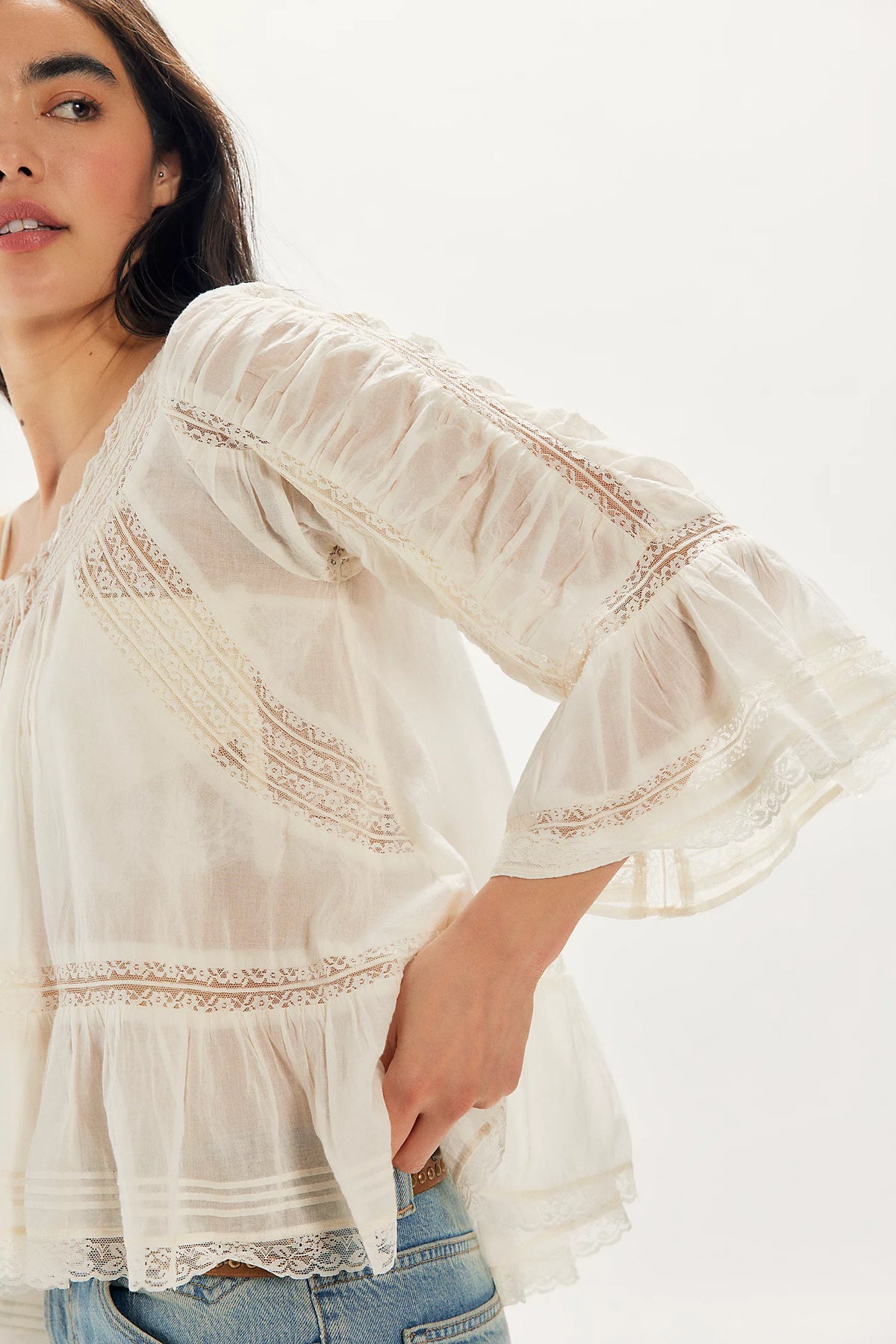 Free People Shes A Romantic Top in Ivory