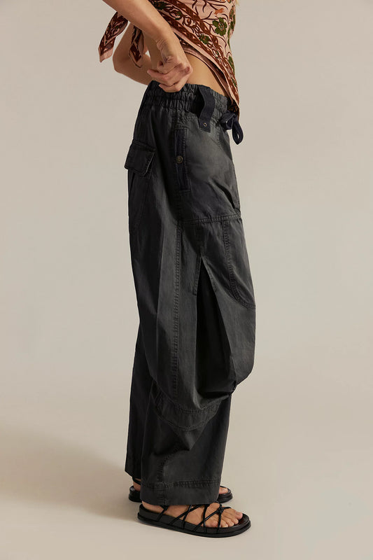 Free People Onset Parachute Pant in Black Sand