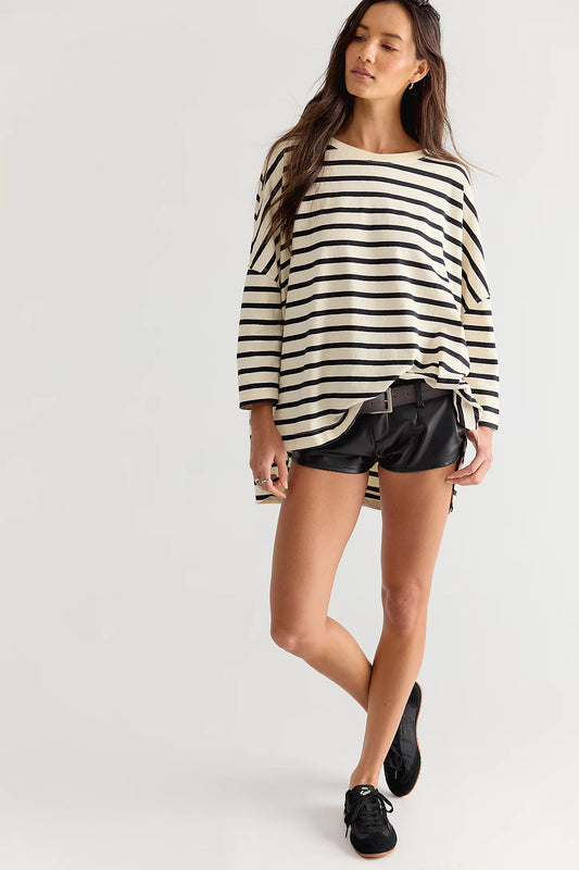 Free People  2 Sense Long Sleeve top in Ivory Combo