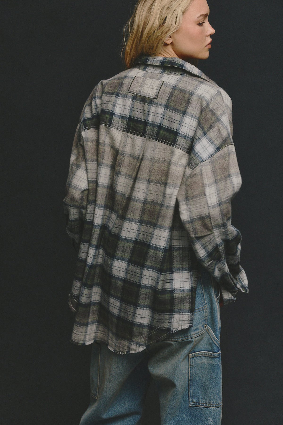 Free People Lexi Plaid Shirt in Forest Green Combo