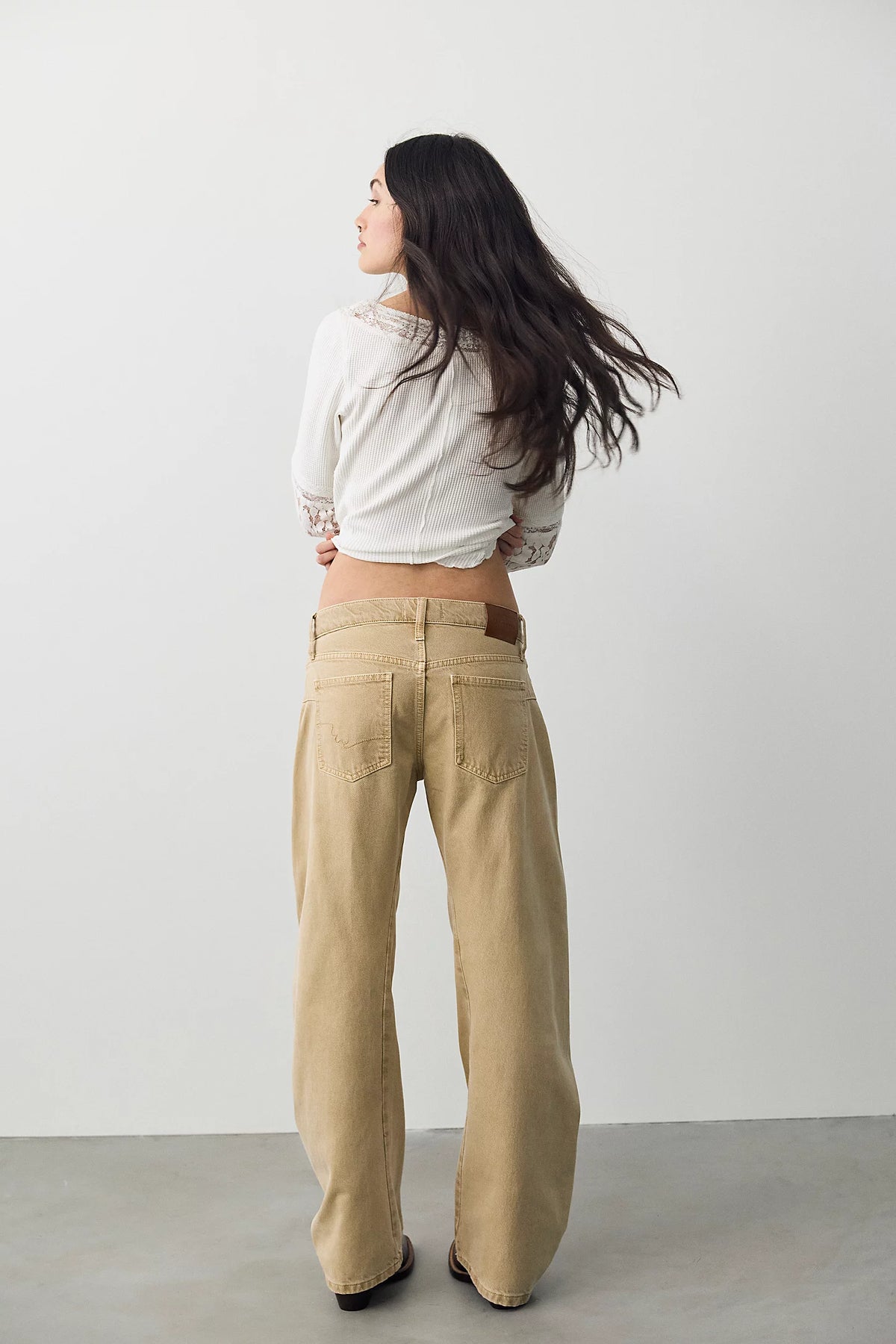 Free People Fable Twisted Seam Jean in Oat Latte