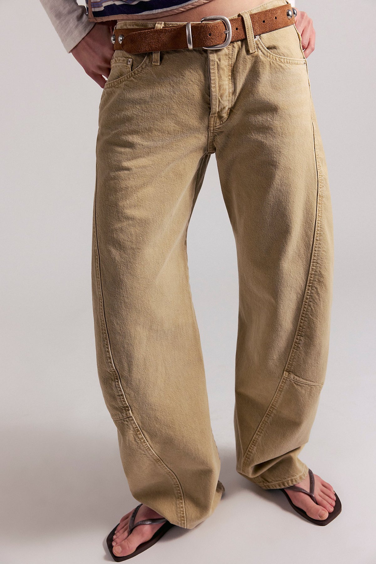 Free People Fable Twisted Seam Jean in Oat Latte
