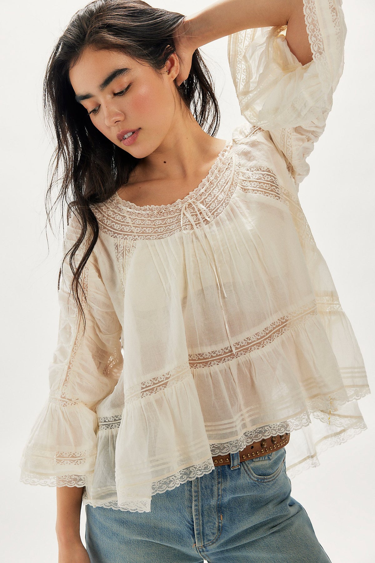 Free People Shes A Romantic Top in Ivory