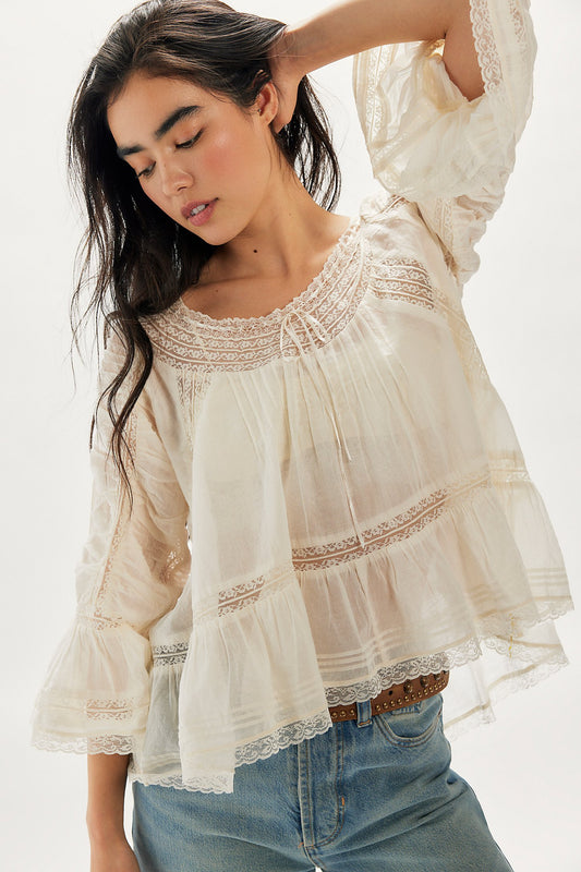 Free People Shes A Romantic Top in Ivory