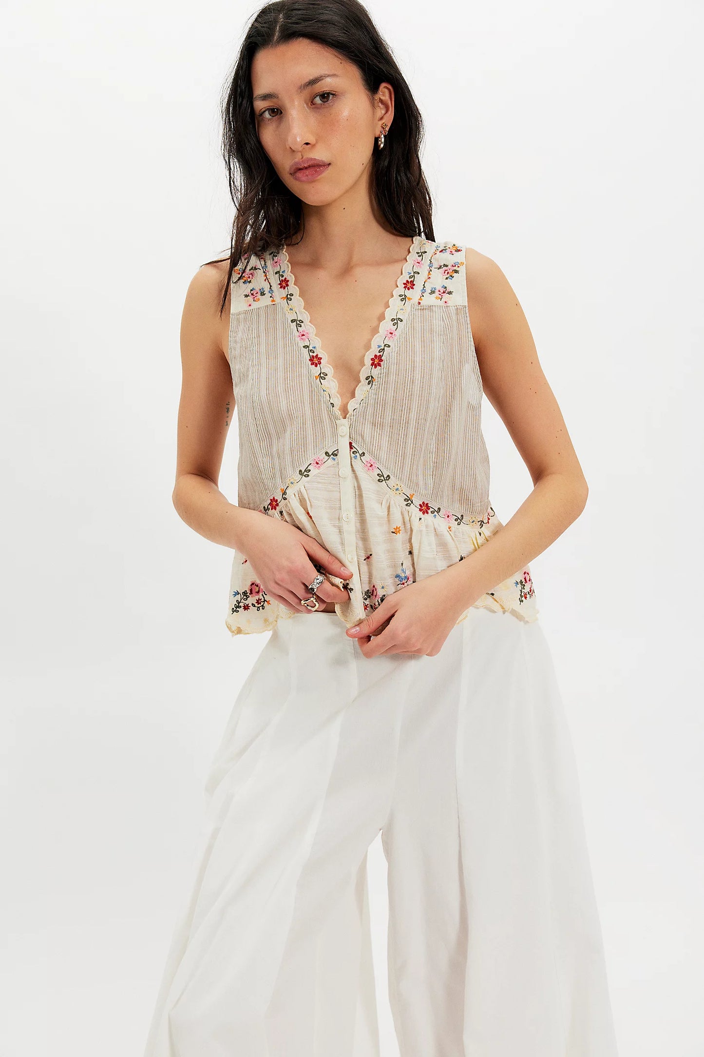 Free People Ellis Blouse in Tea Combo