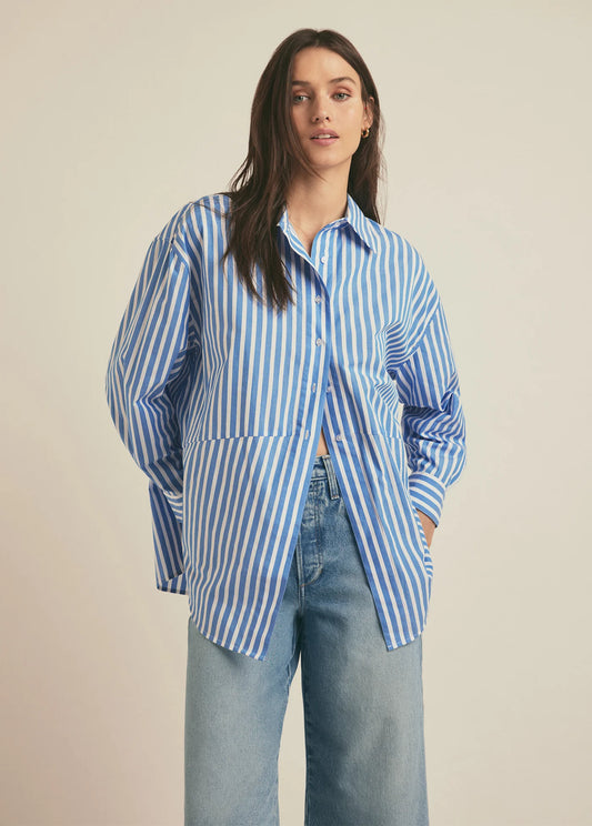 Favorite Daughter Doors Open Shirt Azure Stripe