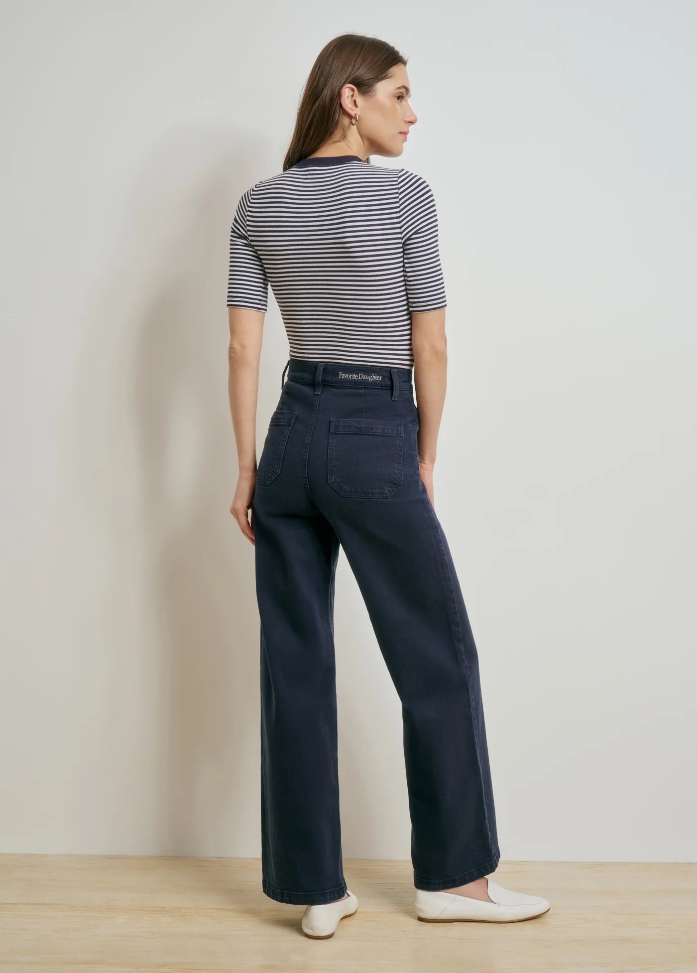 Favorite Daughter Foundation Henley in Navy/White Stripe