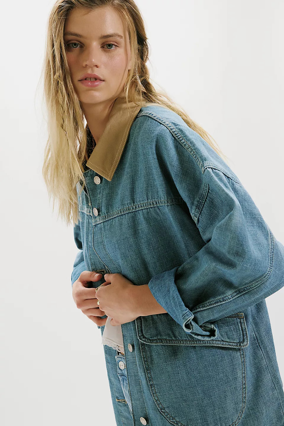 Free People Lemon Denim Jacket in Berry Blues